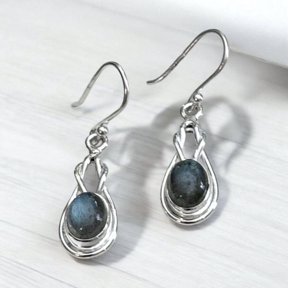 925 Sterling Silver Labradorite Dangle Earrings! NEW!